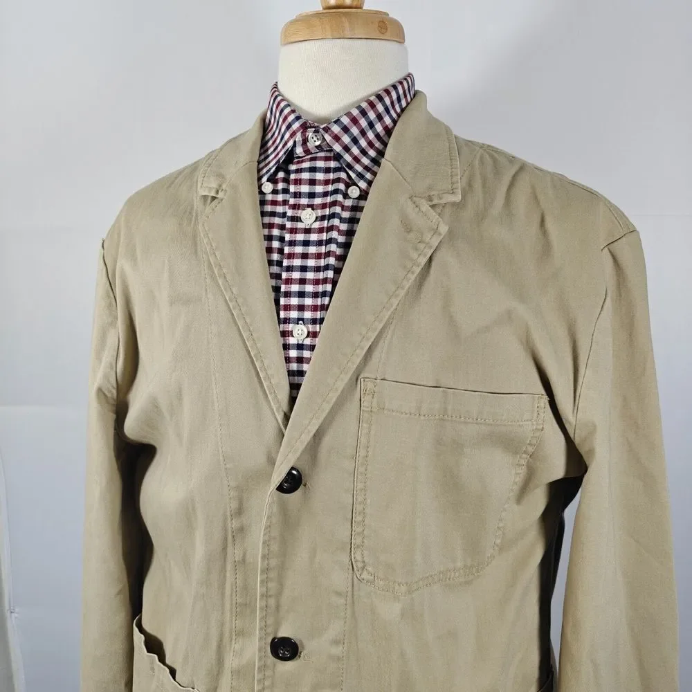 St John's Bay Men's Sport Coat Jacket Three Button‎ Khaki Cotton Spandex XL